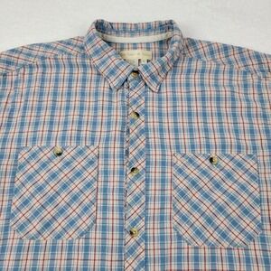Territory Ahead Button Down Shirt Red White Blue Plaid Mens Large‎ L Long Sleeve